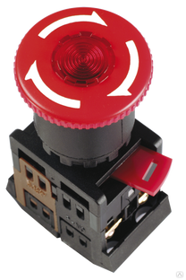 Кнопка ANE22 Гриб с фиксацией красная d22мм неон 1з+1р 240В IEK 